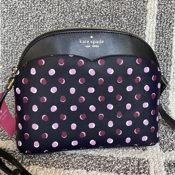 Kate Spade Bags | Kate Spade Payton Dome Crossbody with Fiesta Dot Black Multi | Color: Black/Purple | Size: Medium | Fine_Closet's Closet